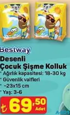BESTWAY DESENLİ ÇOCUK ŞİŞME KOLLUK 23X15 CM 3-6 YAŞ fiyat ve kampanya bilgisi